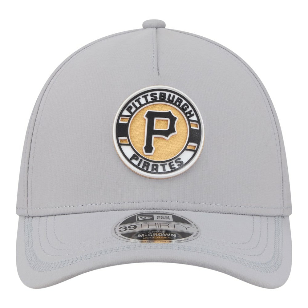 Pittsburgh Pirates Patch 39THIRTY A-Frame M-Crown Perforated Flex Hat Gray
