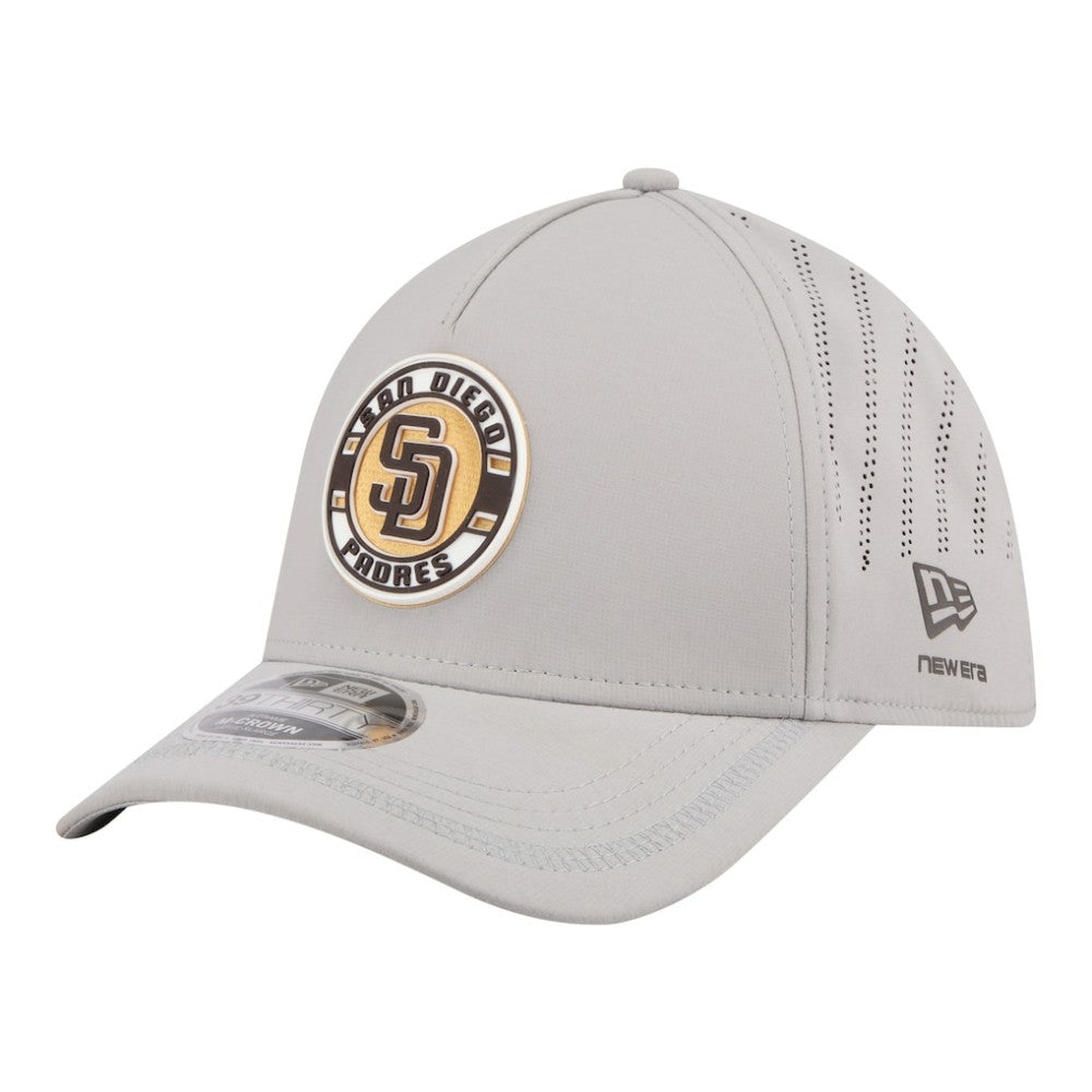 San Diego Padres Patch 39THIRTY A-Frame M-Crown Perforated Flex Hat Gray