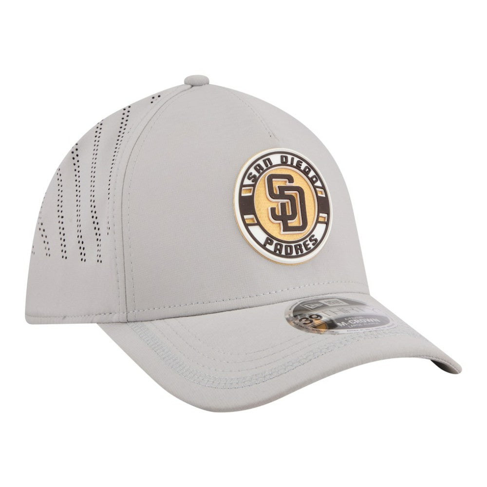San Diego Padres Patch 39THIRTY A-Frame M-Crown Perforated Flex Hat Gray