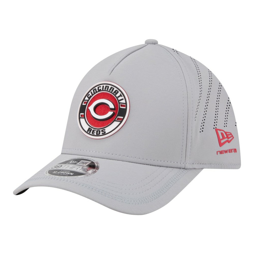 Cincinnati Reds Patch 39THIRTY A-Frame M-Crown Perforated Flex Hat Gray