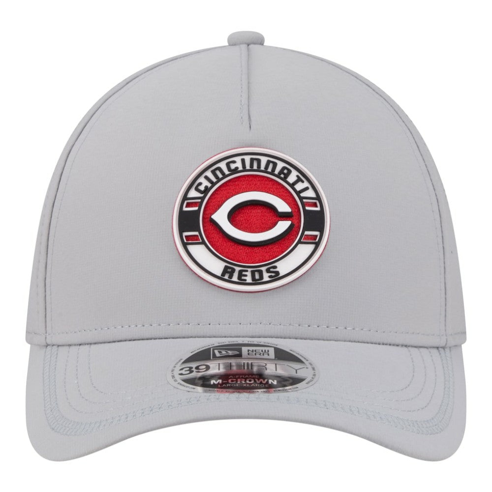 Cincinnati Reds Patch 39THIRTY A-Frame M-Crown Perforated Flex Hat Gray