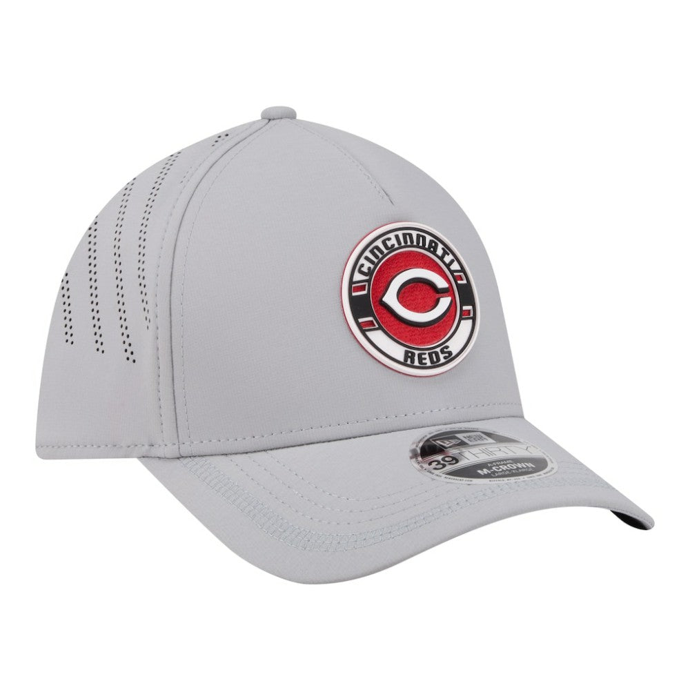 Cincinnati Reds Patch 39THIRTY A-Frame M-Crown Perforated Flex Hat Gray