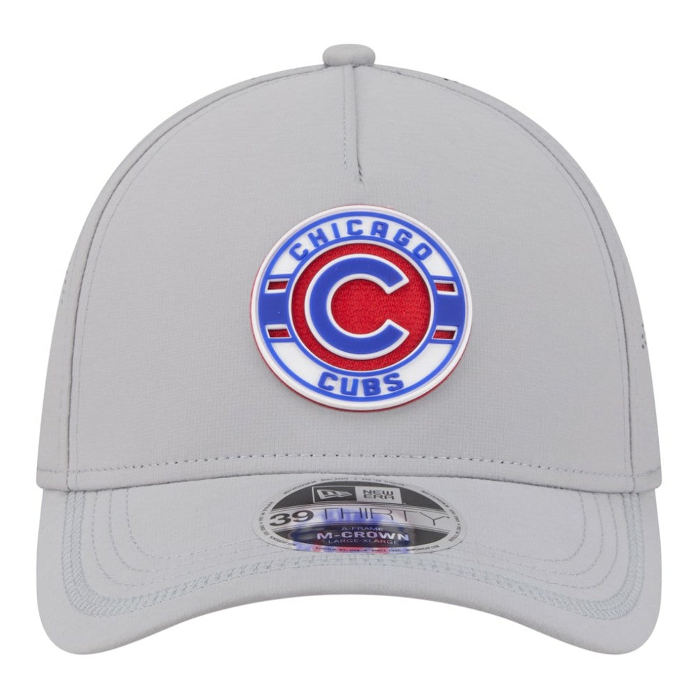 Chicago Cubs Patch 39THIRTY A-Frame M-Crown Perforated Flex Hat Gray