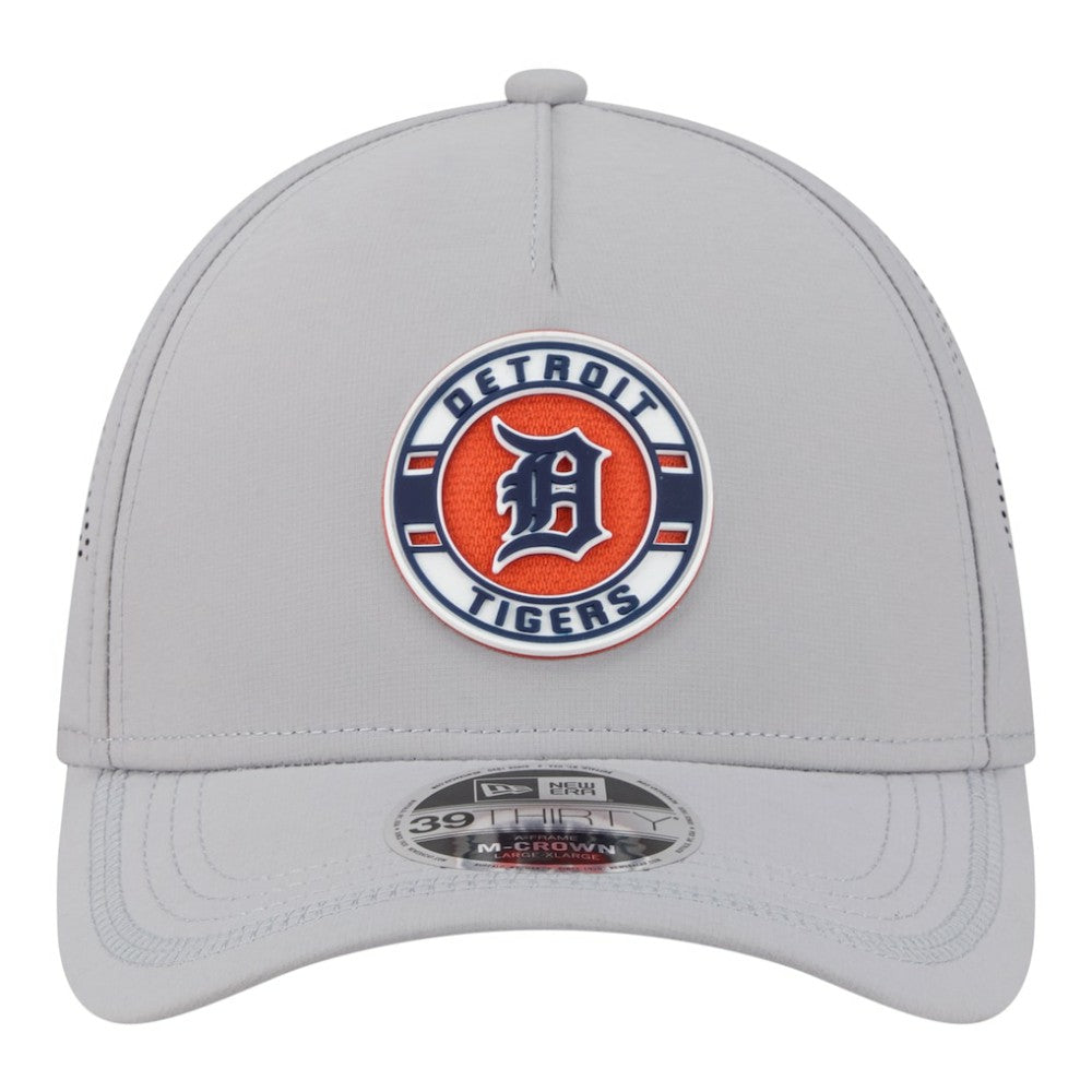 Detroit Tigers Patch 39THIRTY A-Frame M-Crown Perforated Flex Hat Gray
