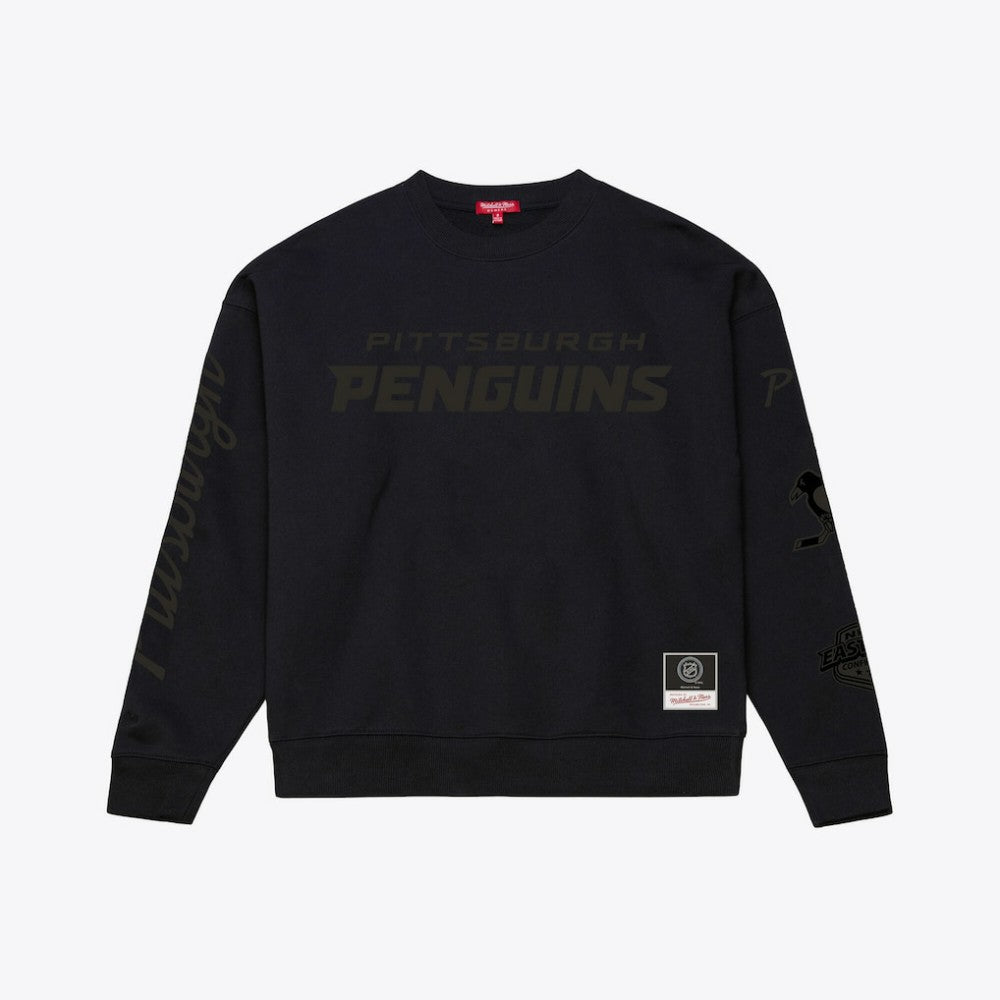 Pittsburgh Penguins Mitchell & Ness Unisex Phantom Fleece Crew Neck Sweatshirt - Black Sweatshirts