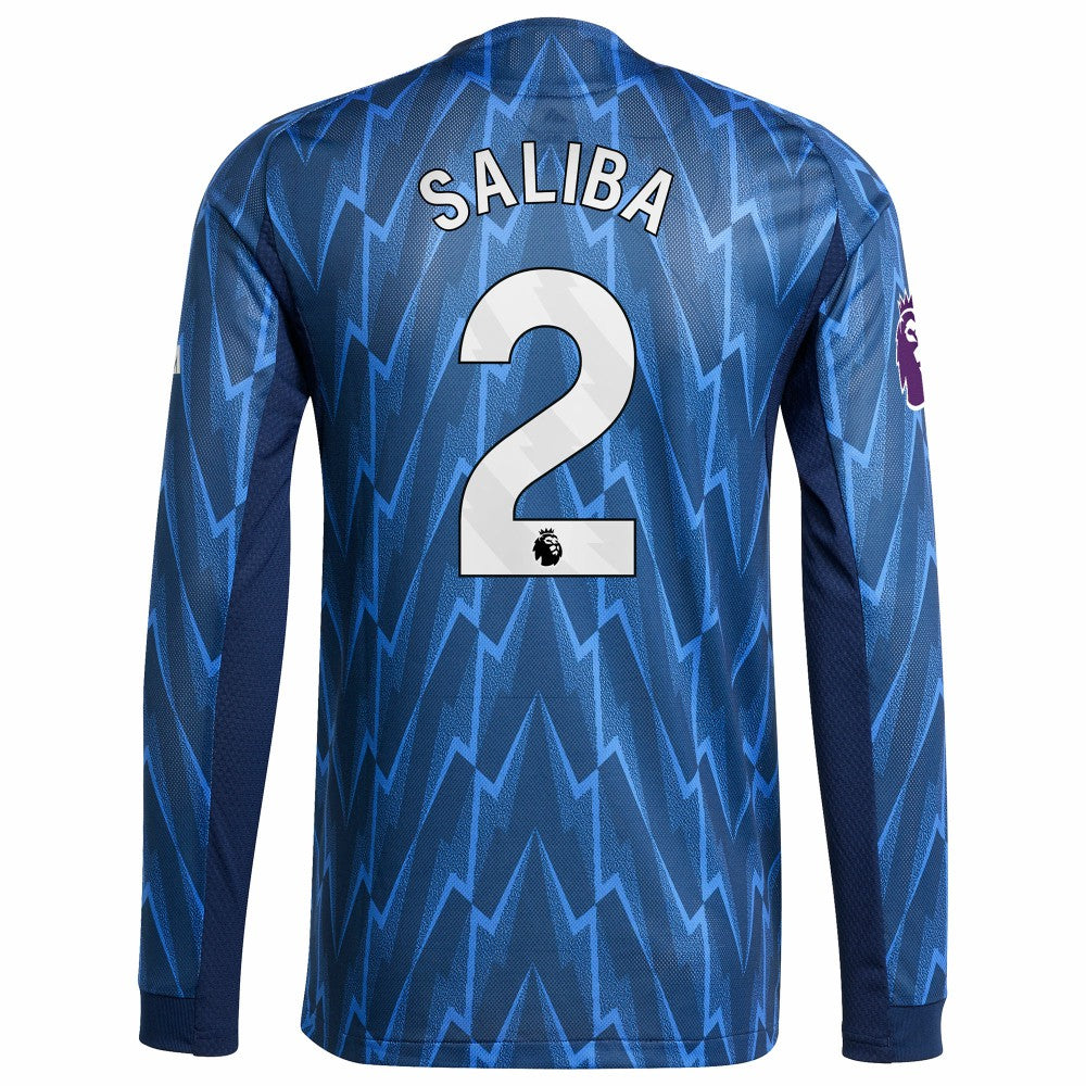 William Saliba Arsenal 2025/26 Away Long Sleeve Player Jersey - Blue on sale