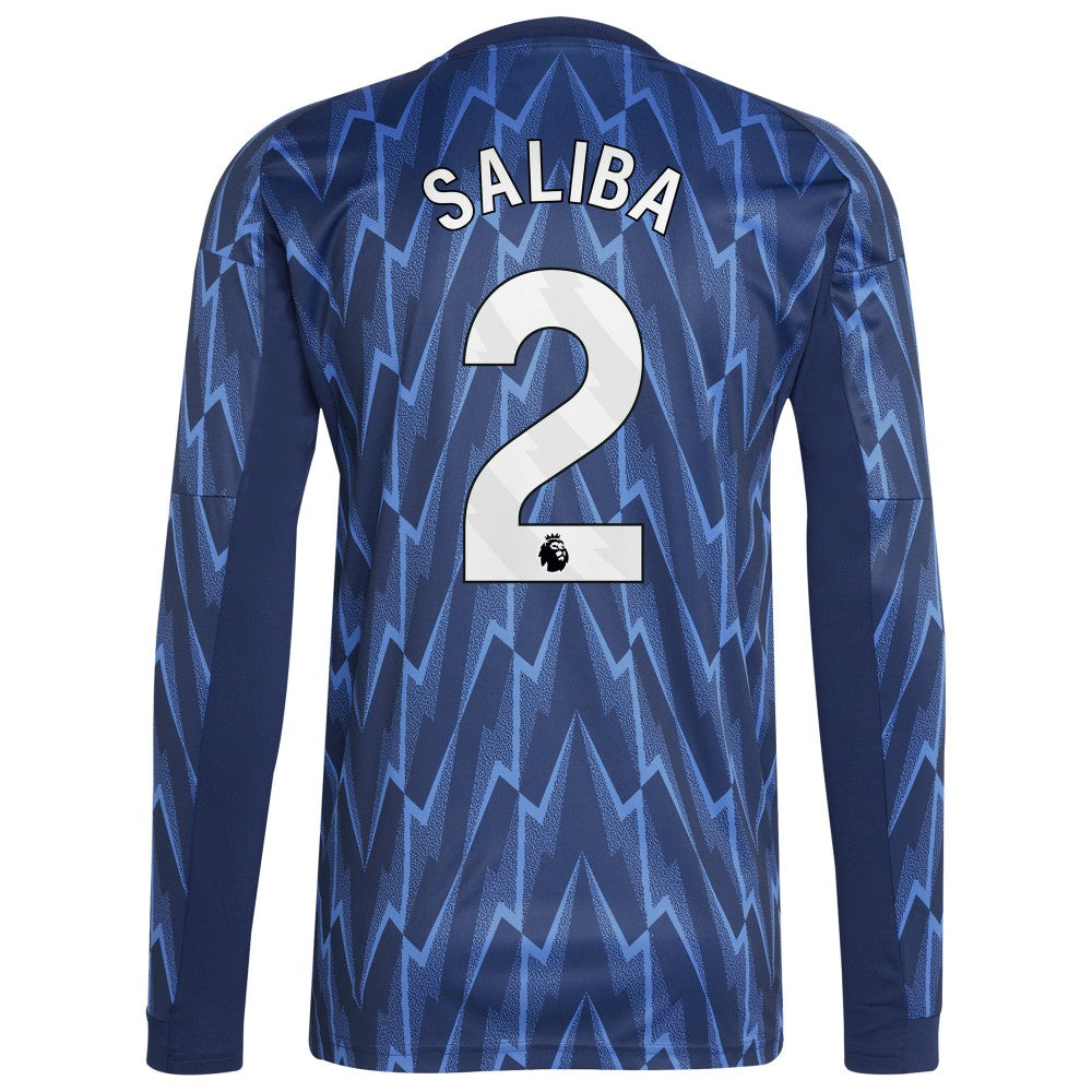 William Saliba Arsenal 2025/26 Away Replica Long Sleeve Player Jersey - Blue cheap