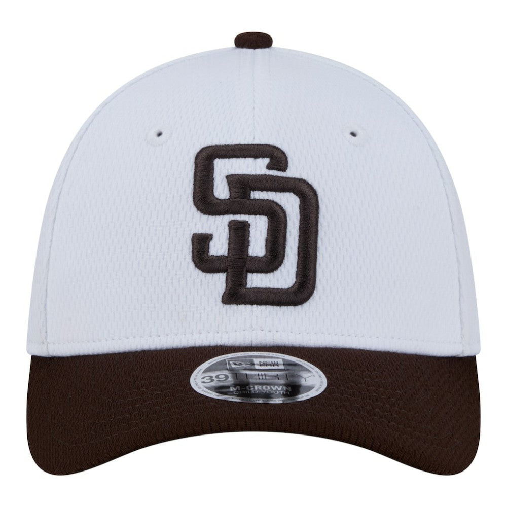 San Diego Padres Youth Baseball 39THIRTY M-Crown Flex Hat White/Brown