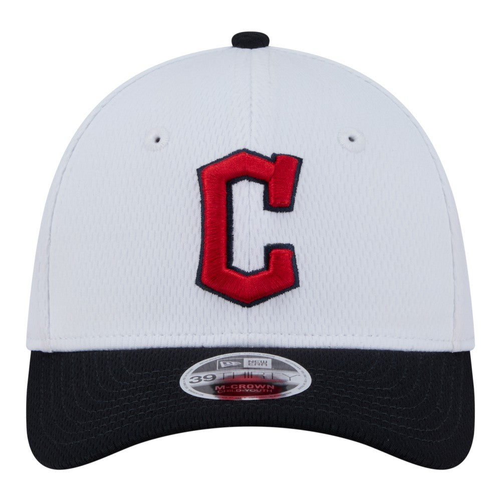 Cleveland Guardians Youth Baseball 39THIRTY M-Crown Flex Hat White/Navy