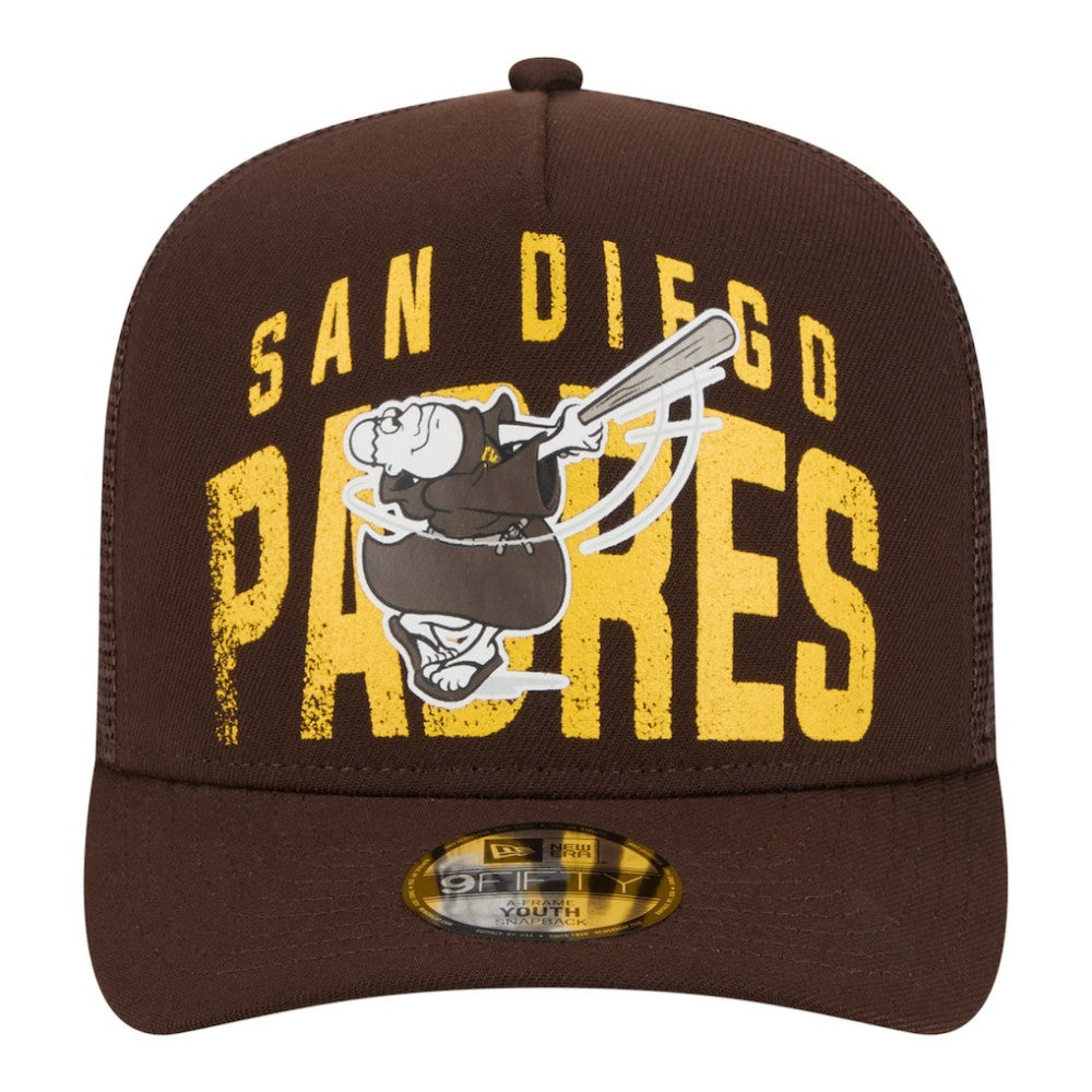 San Diego Padres Youth Logo Fade A-Frame 9FIFTY Snapback Hat Brown