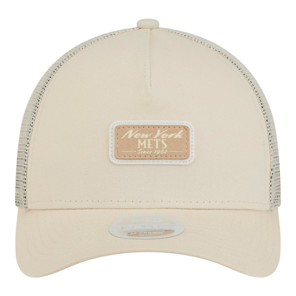 New York Mets Women's Tonal Patch 9FORTY M-Crown A-Frame Trucker Adjustable Hat Light Beige