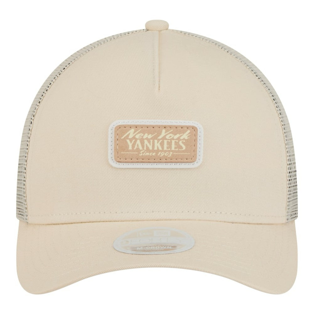 New York Yankees Women's Tonal Patch 9FORTY M-Crown A-Frame Trucker Adjustable Hat Light Beige