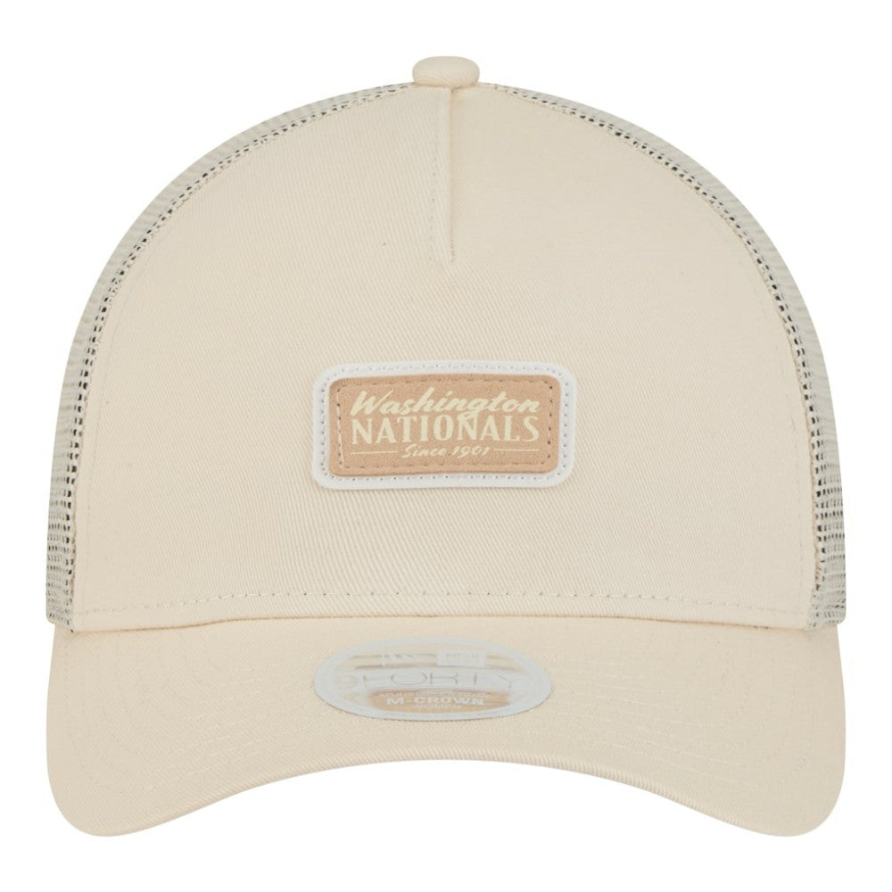 Washington Nationals Women's Tonal Patch 9FORTY M-Crown A-Frame Trucker Adjustable Hat Light Beige