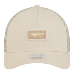 Philadelphia Phillies Women's Tonal Patch 9FORTY M-Crown A-Frame Trucker Adjustable Hat Light Beige