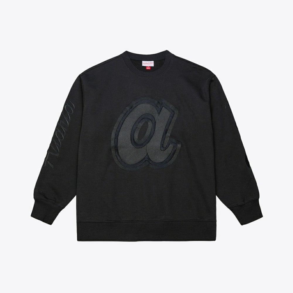 Atlanta Braves Phantom Fleece Crewneck Sweatshirt Black