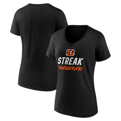 Cincinnati Bengals Women's Streak V-Neck T-Shirt - Black for sale