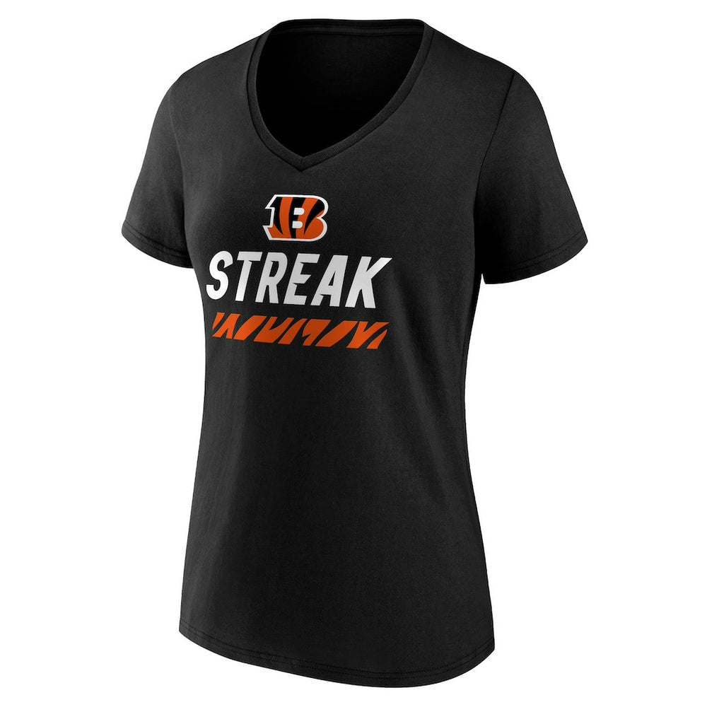 Cincinnati Bengals Women's Streak V-Neck T-Shirt - Black for sale