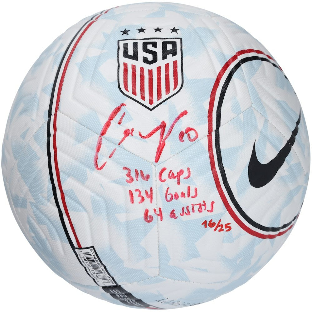 Carli Lloyd USWNT Autographed USA Logo Soccer Ball with Multiple Inscriptions / Limited Edition of 25 / Signed in Red