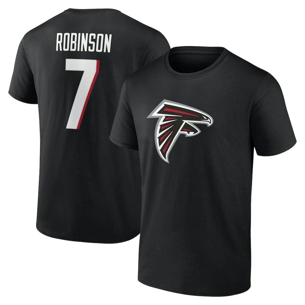 Bijan Robinson Atlanta Falcons Icon Name & Number T-Shirt - Black for sale