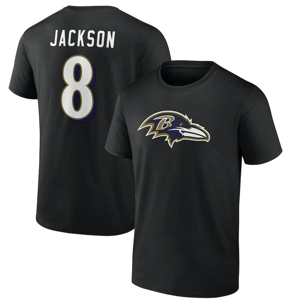Lamar Jackson Baltimore Ravens Icon Name & Number T-Shirt - Black sale