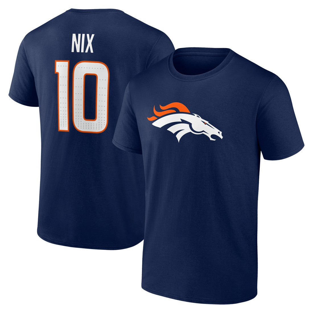 Bo Nix Denver Broncos Icon Name & Number T-Shirt - Navy sale