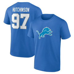 Aidan Hutchinson Detroit Lions Icon Name & Number T-Shirt - Blue discount