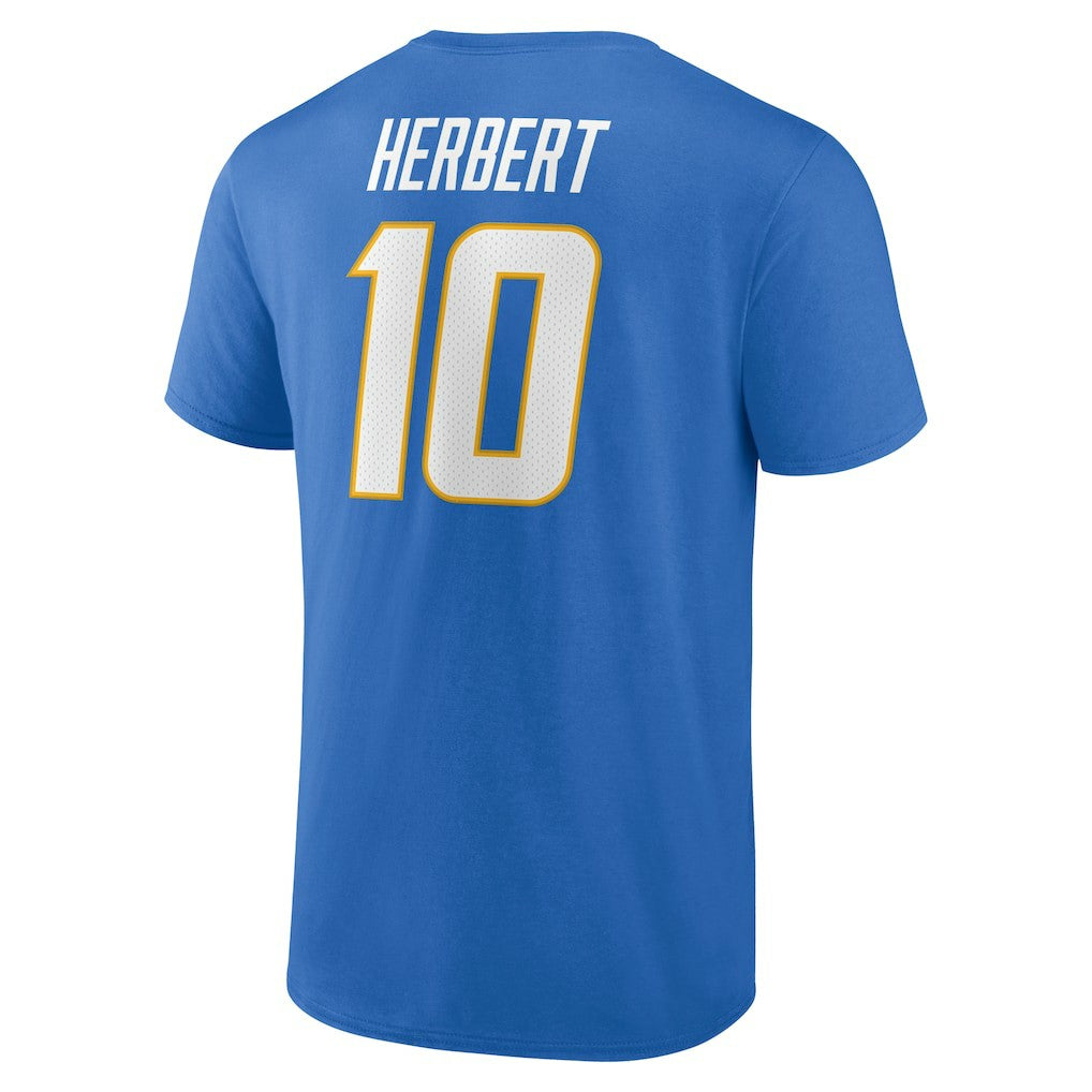 Justin Herbert Los Angeles Chargers Icon Name & Number T-Shirt - Powder Blue sale