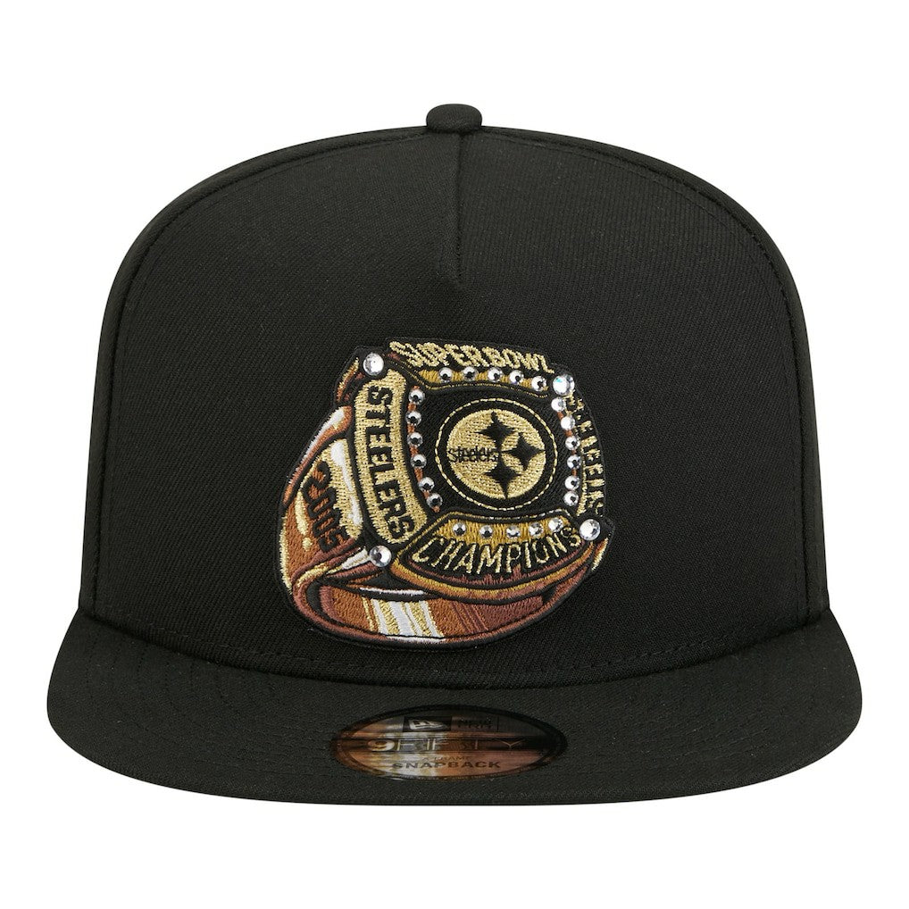 Pittsburgh Steelers New Era Super Bowl Ring 9FIFTY A-Frame Adjustable Hat - Black outlet
