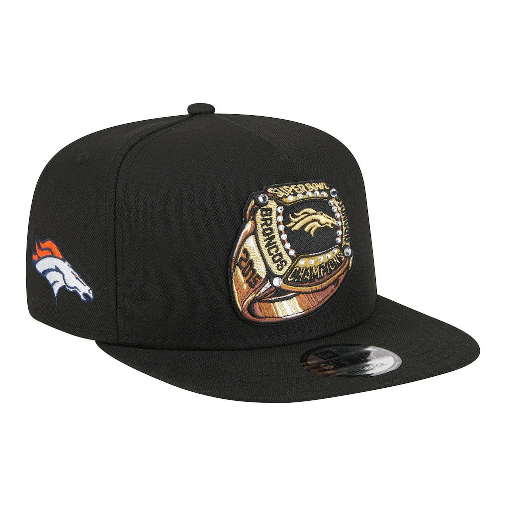 Denver Broncos New Era Super Bowl Ring 9FIFTY A-Frame Adjustable Hat - Black on sale