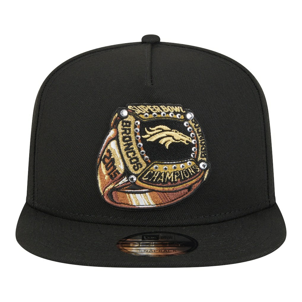 Denver Broncos New Era Super Bowl Ring 9FIFTY A-Frame Adjustable Hat - Black on sale