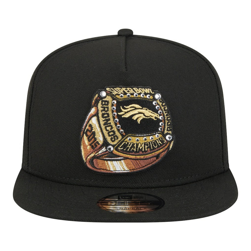 Denver Broncos New Era Super Bowl Ring 9FIFTY A-Frame Adjustable Hat - Black on sale