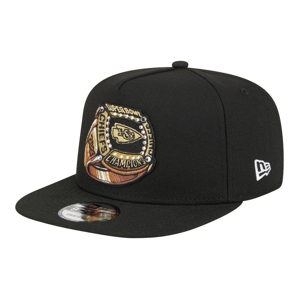 Kansas City Chiefs New Era Super Bowl Ring 9FIFTY A-Frame Adjustable Hat - Black for sale
