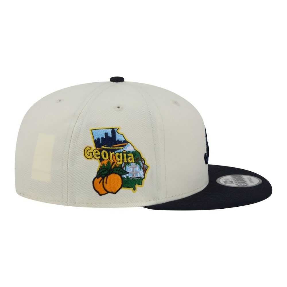 Atlanta Braves Localized 9FIFTY Snapback Hat Cream/Navy