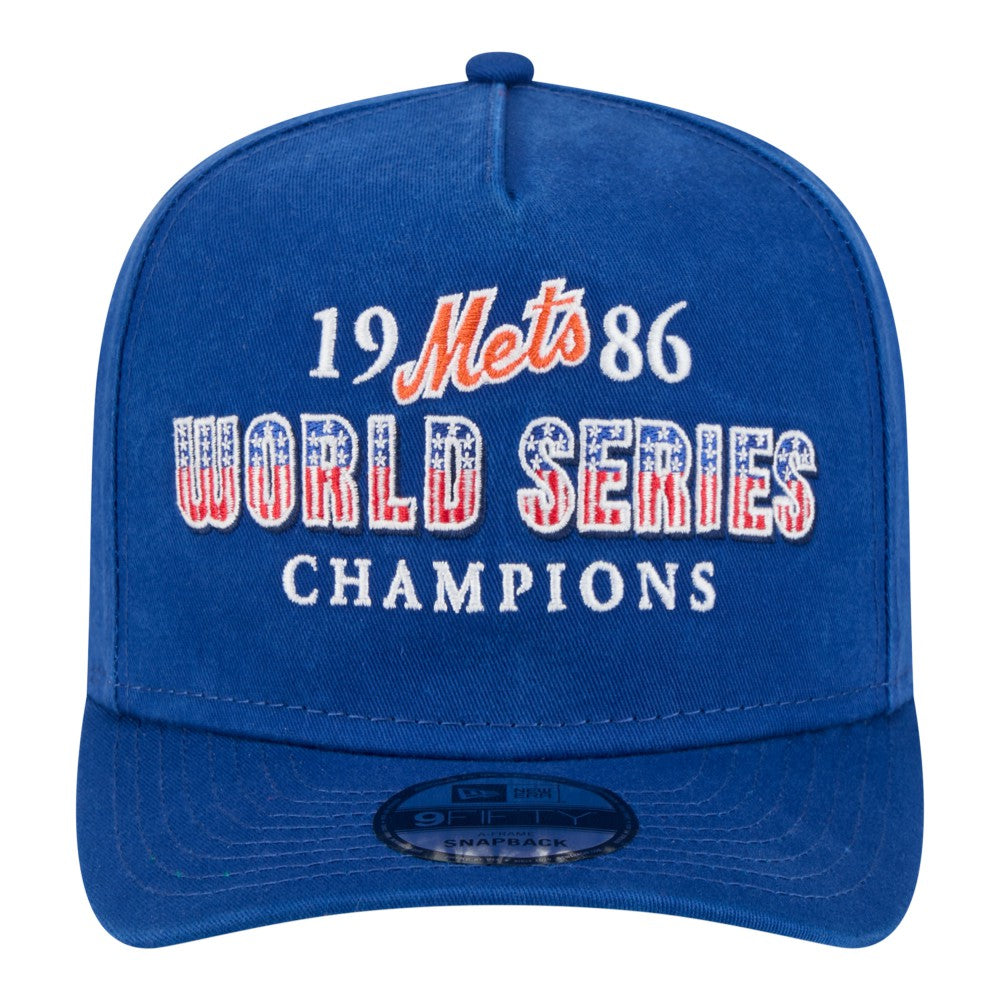 New York Mets 1986 World Series Champions Throwback 9FIFTY A-Frame Snapback Hat Royal