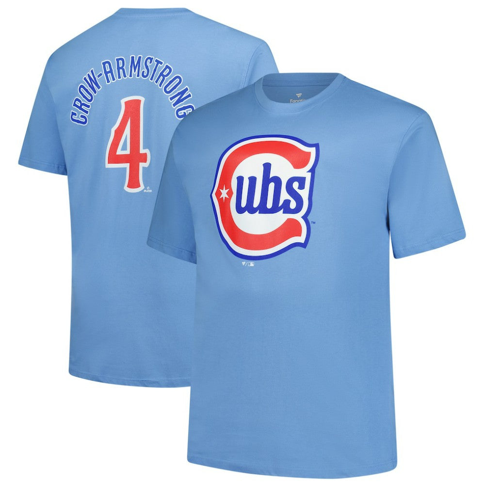 Pete Crow-Armstrong Chicago Cubs Big & Tall Name & Number T-Shirt Light Blue