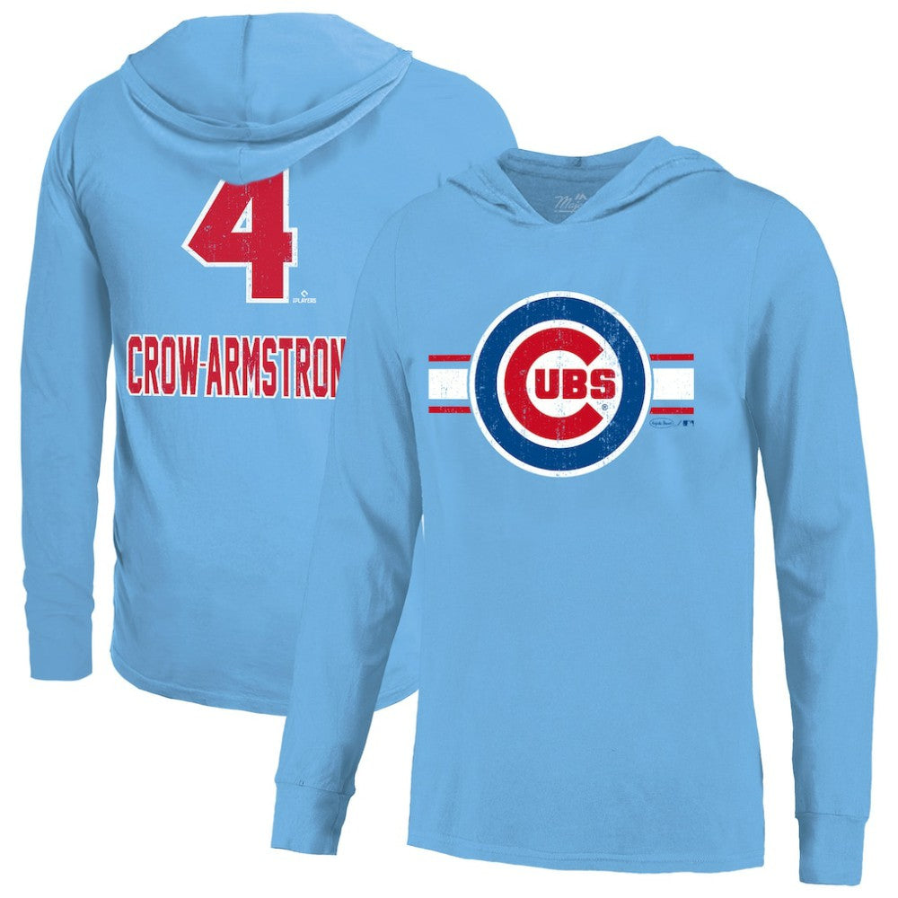 Pete Crow-Armstrong Chicago Cubs Majestic Threads Lightweight Name & Number Hoodie Light Blue