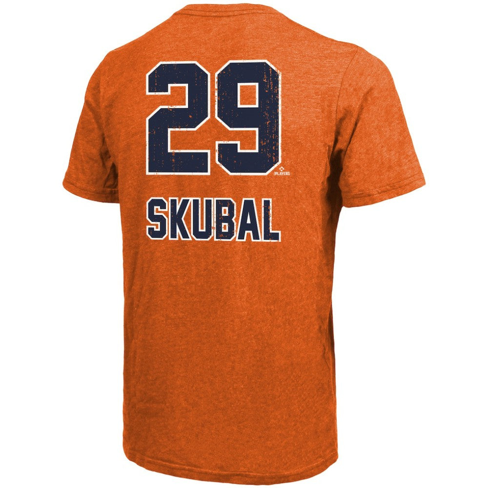 Tarik Skubal Detroit Tigers Majestic Threads Triblend Name & Number T-Shirt Orange
