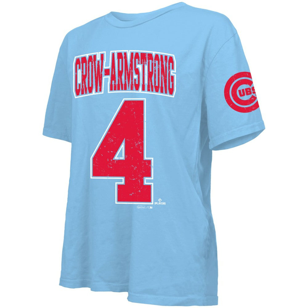 Pete Crow-Armstrong Chicago Cubs Majestic Threads Women's Oversized Name & Number T-Shirt Light Blue
