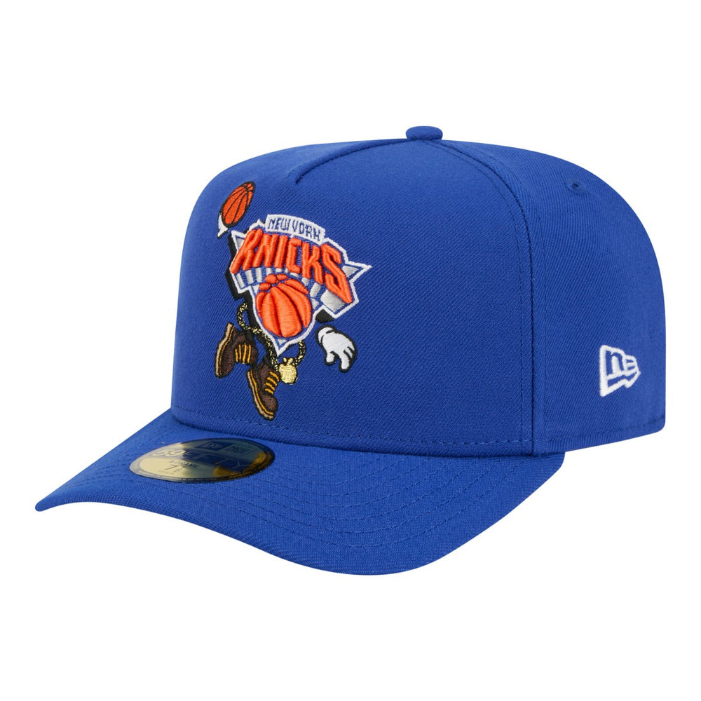 New York Knicks Injection Cartoon Logo A-Frame 59FIFTY Fitted Hat - Blue discount