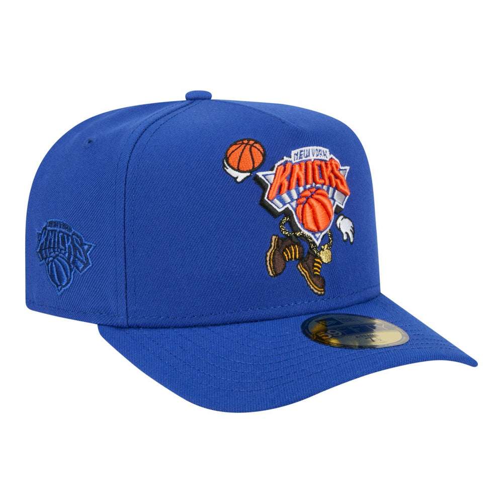 New York Knicks Injection Cartoon Logo A-Frame 59FIFTY Fitted Hat - Blue discount