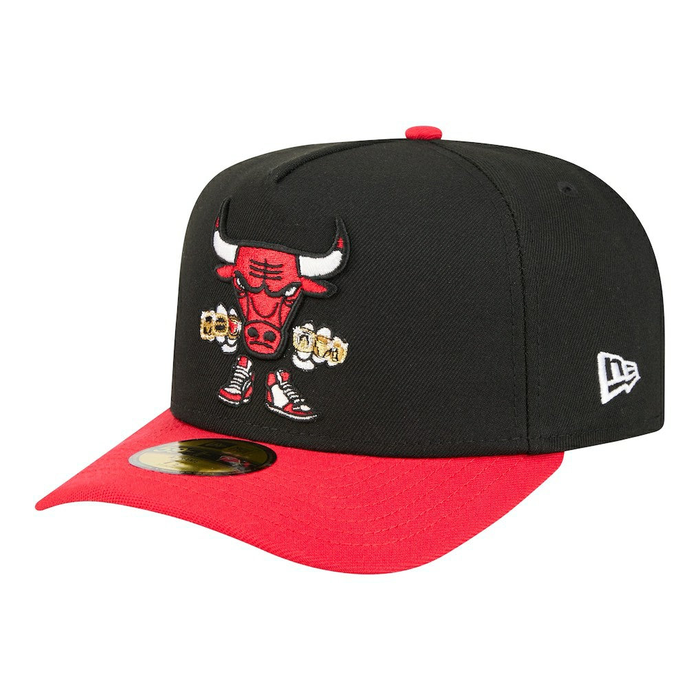 Chicago Bulls Injection Cartoon Logo A-Frame 59FIFTY Fitted Hat - Black sale