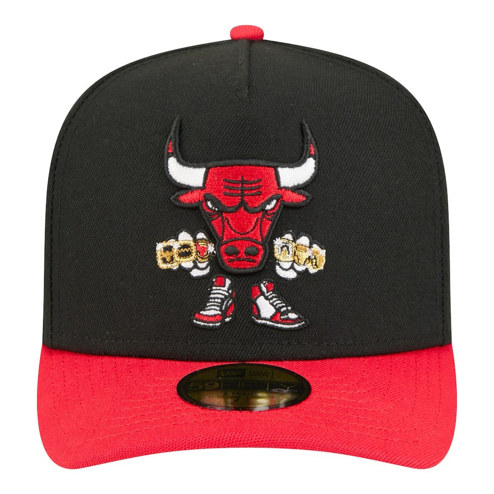 Chicago Bulls Injection Cartoon Logo A-Frame 59FIFTY Fitted Hat - Black sale