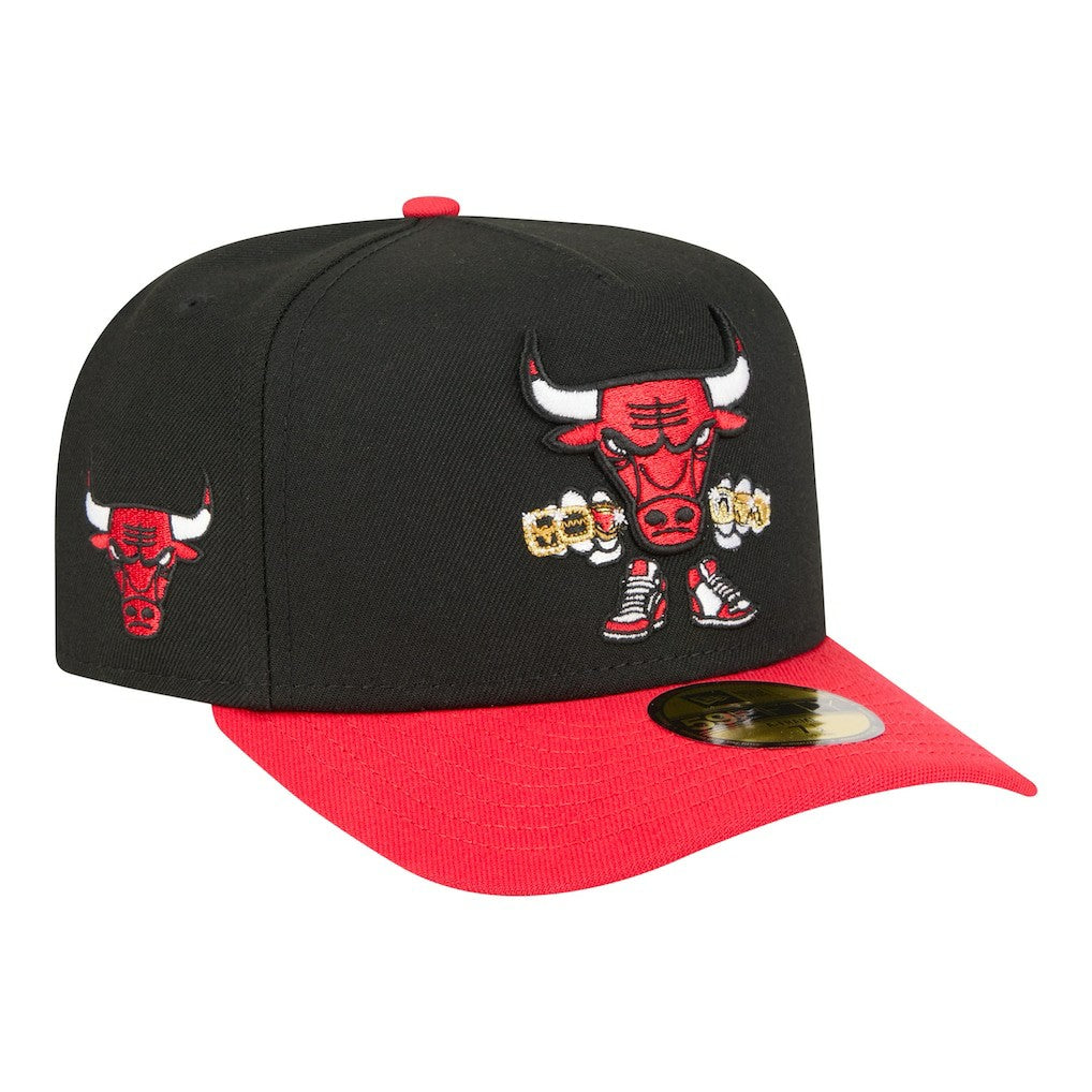 Chicago Bulls Injection Cartoon Logo A-Frame 59FIFTY Fitted Hat - Black sale
