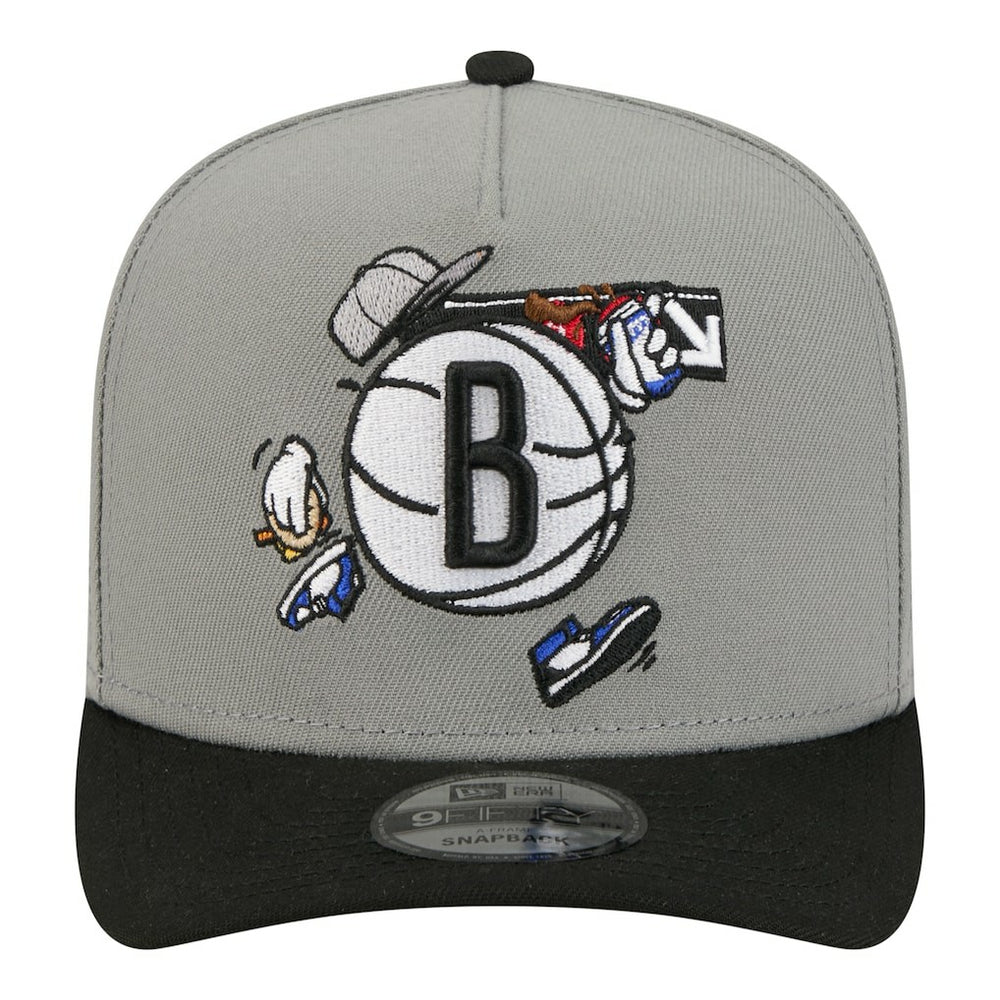 Brooklyn Nets Injection Cartoon Logo A-Frame 9FIFTY Adjustable Hat - Gray cheap