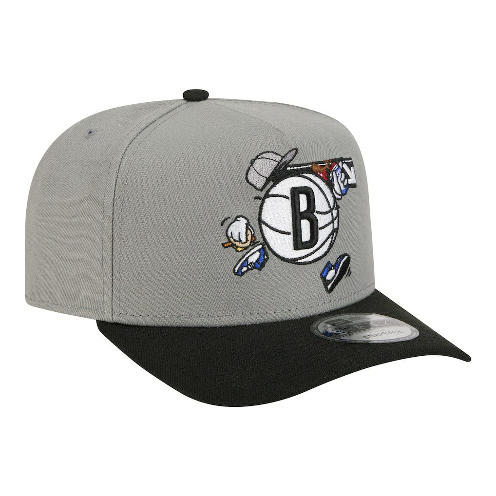 Brooklyn Nets Injection Cartoon Logo A-Frame 9FIFTY Adjustable Hat - Gray cheap