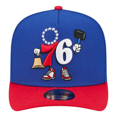 Philadelphia 76ers Injection Cartoon Logo A-Frame 9FIFTY Adjustable Hat - Royal for sale