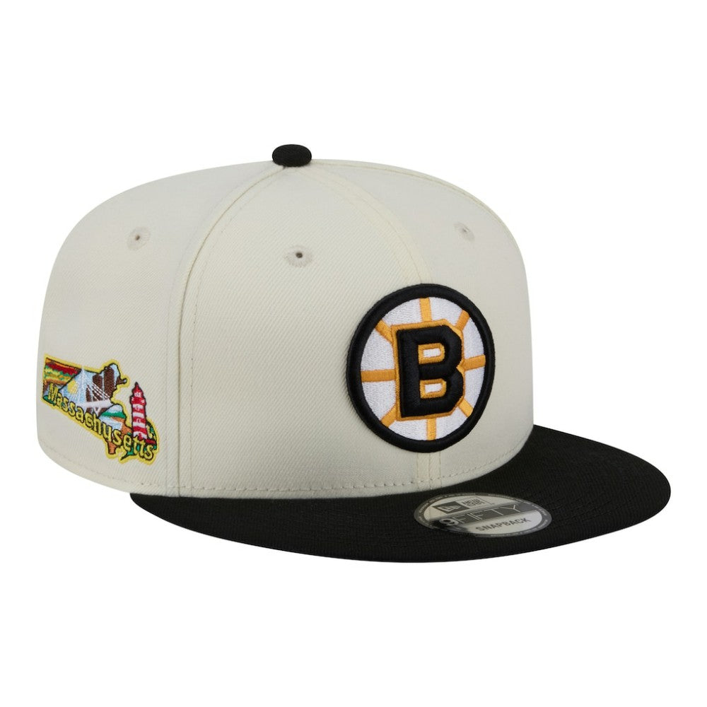 Boston Bruins New Era Injection Localized Two-Tone 9FIFTY Snapback Hat - White/Black Hats