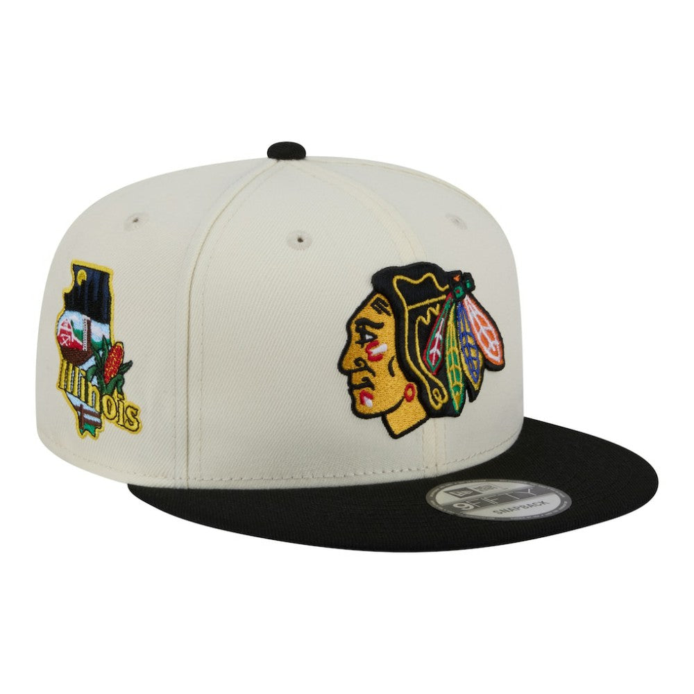 Chicago Blackhawks New Era Injection Localized Two-Tone 9FIFTY Snapback Hat - White/Black Hats