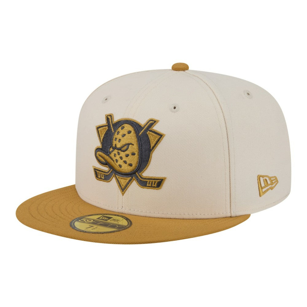 Anaheim Ducks New Era Colorpack Two-Tone 59FIFTY Fitted Hat - Cream/Tan Hats