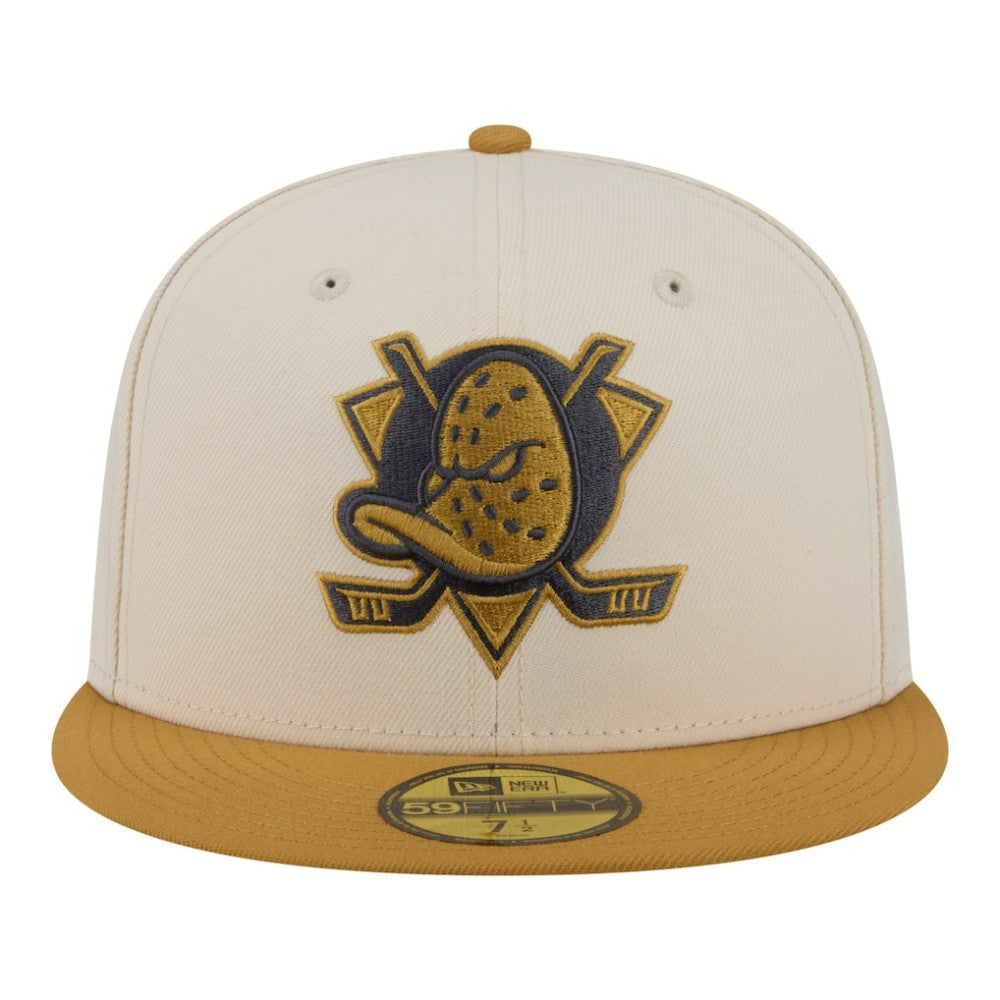 Anaheim Ducks New Era Colorpack Two-Tone 59FIFTY Fitted Hat - Cream/Tan Hats